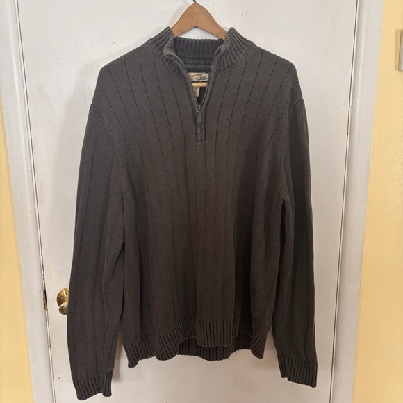 G.H. Bass & Co. Other - G H Bass Co Sweater Men's XL Long Sleeve 1/4 Zip Green Pullover Ribbed